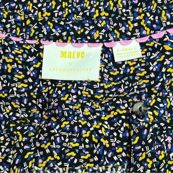 Maeve by Anthropologie Berwick Bell Sleeve Novelty Print Button‎ Up Top Size XS - Picture 3 of 6